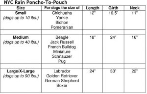 poncho size chart